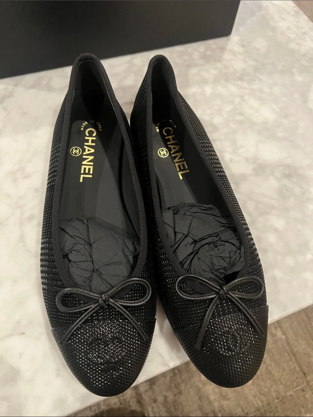 CHANEL Black  Ballet Flats size 39.5